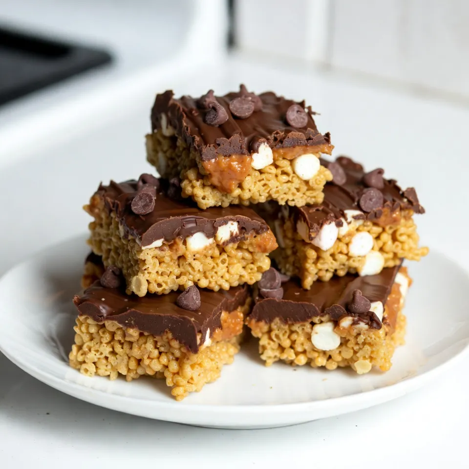 Peanut Butter Chocolate Rice Krispie Treats Delight