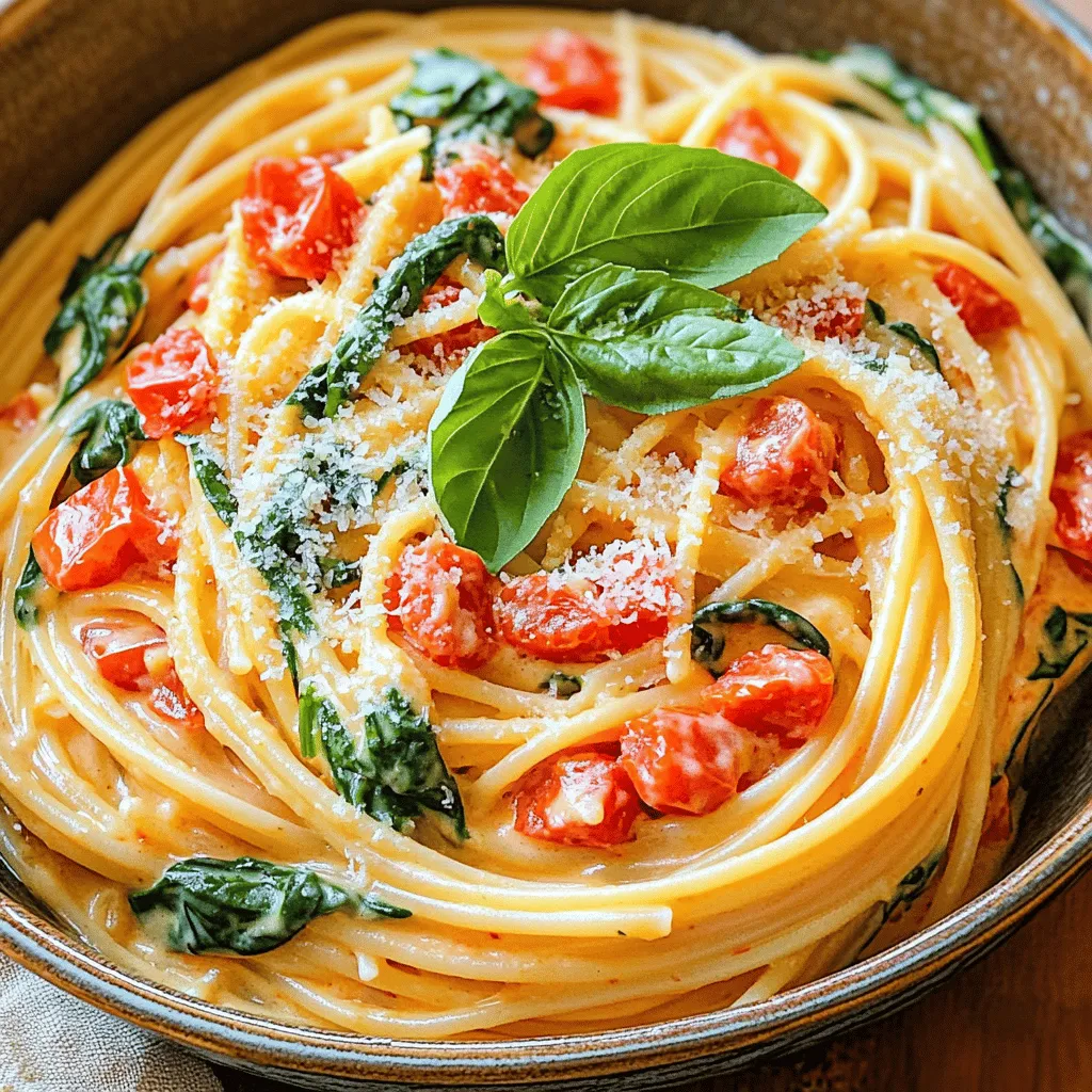 Creamy Tomato Spinach Pasta One Pot Delight