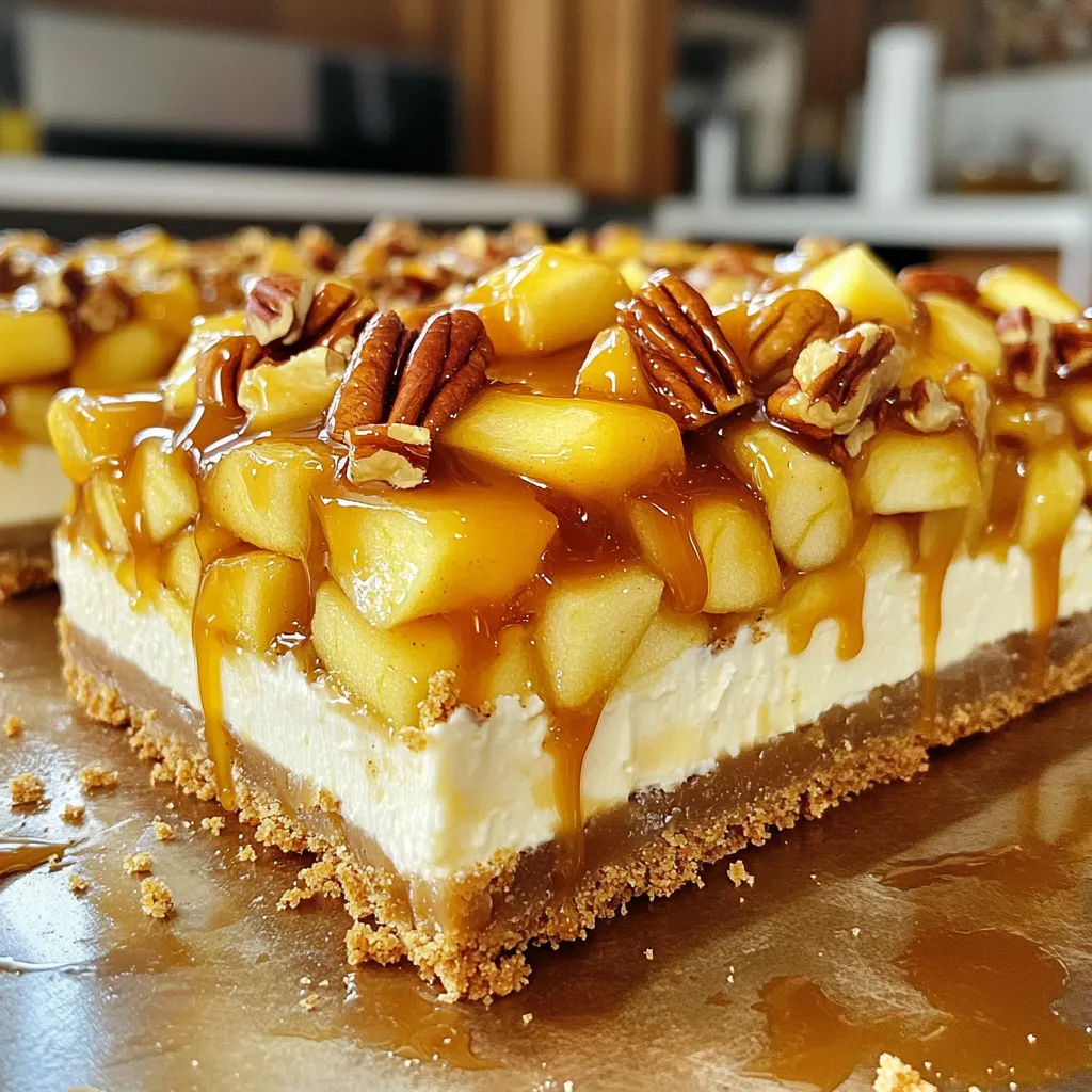 Caramel Apple Pecan Cheesecake Bars Delightful Treat