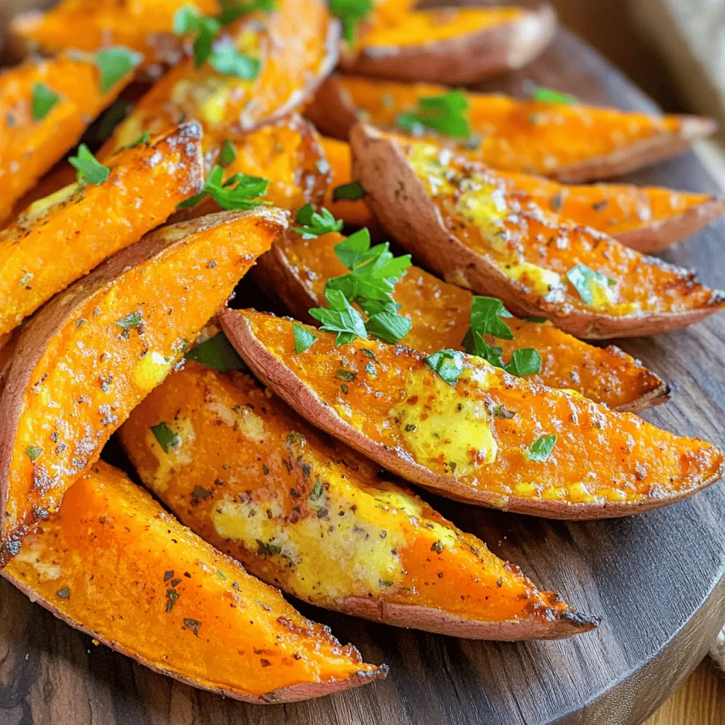 Air Fryer Sweet Potato Wedges with Garlic Butter Magic