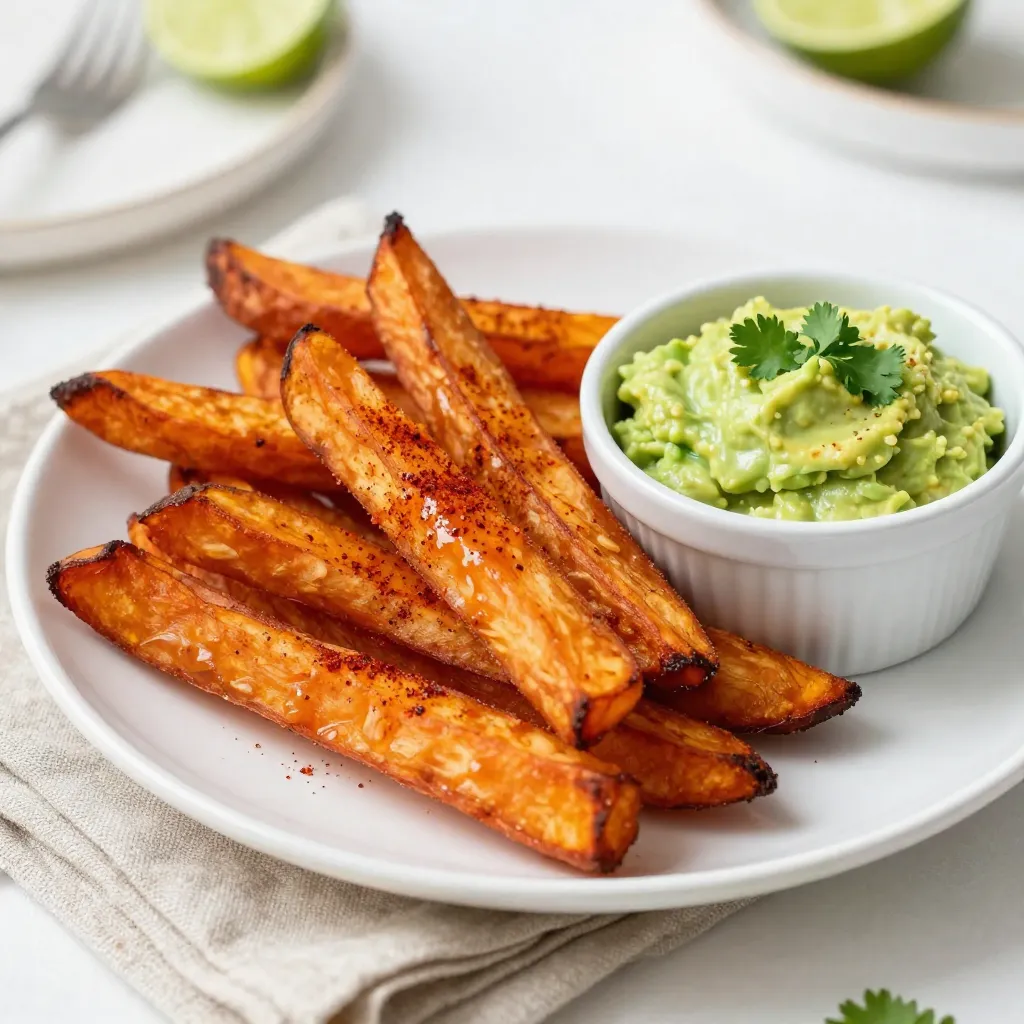 Savory Sweet Potato Fries with Avocado Dip Recipe