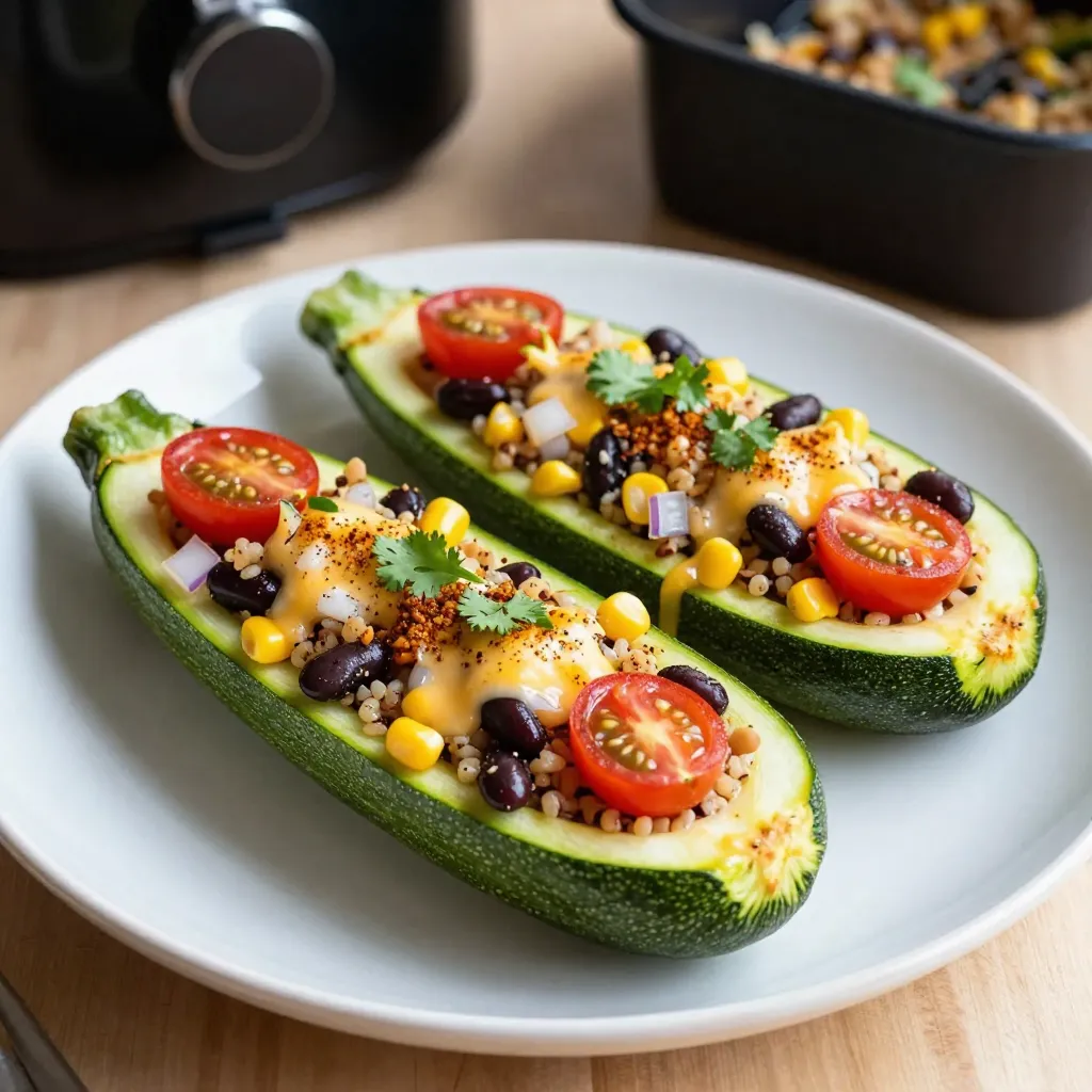 Air Fryer Stuffed Zucchini Boats Tasty Flavorful Dish