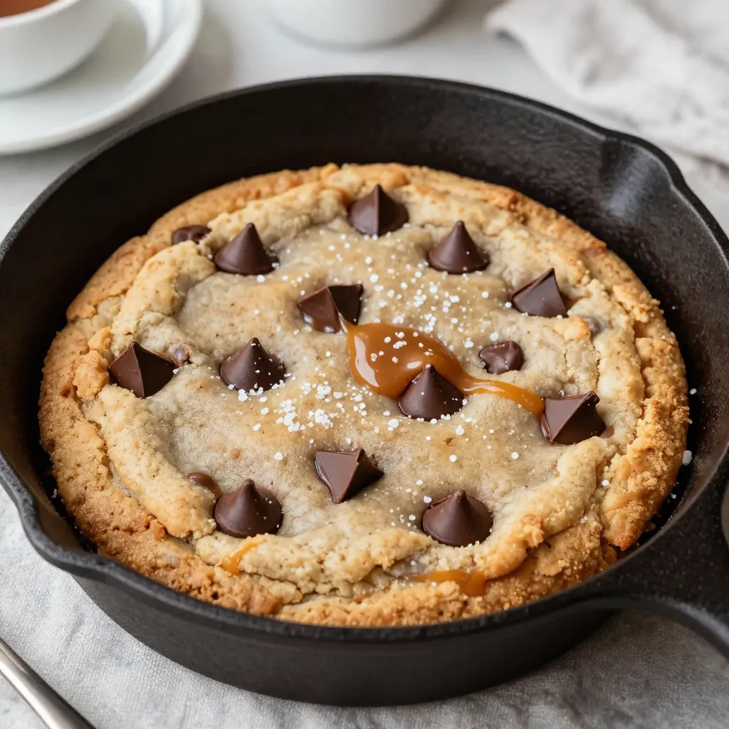 Caramel Chocolate Chip Skillet Cookie Delightful Treat