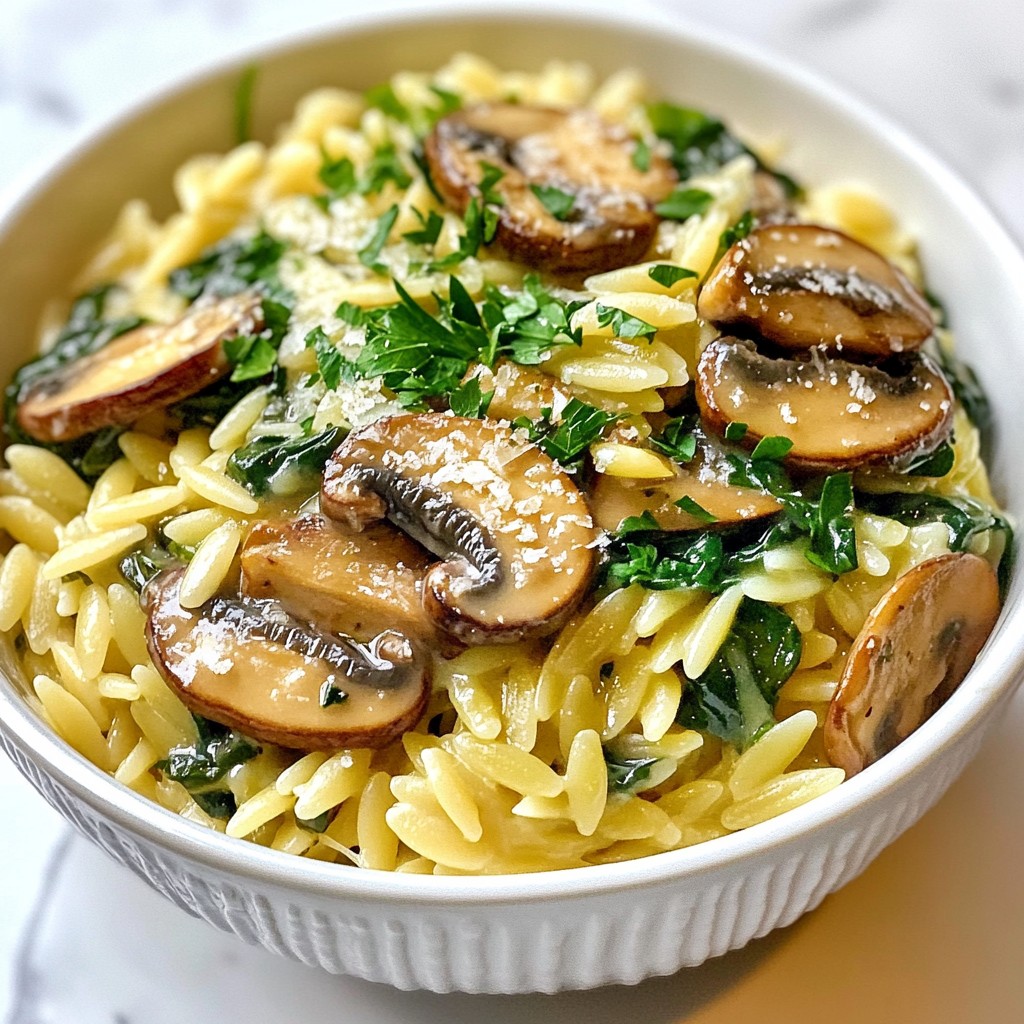 Creamy Mushroom Spinach Orzo Delicious and Easy Meal