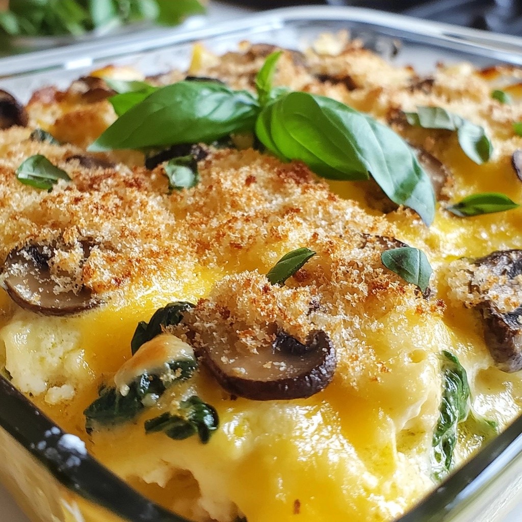 Family Dinners Cheesy Spinach Mushroom Casserole Delight
