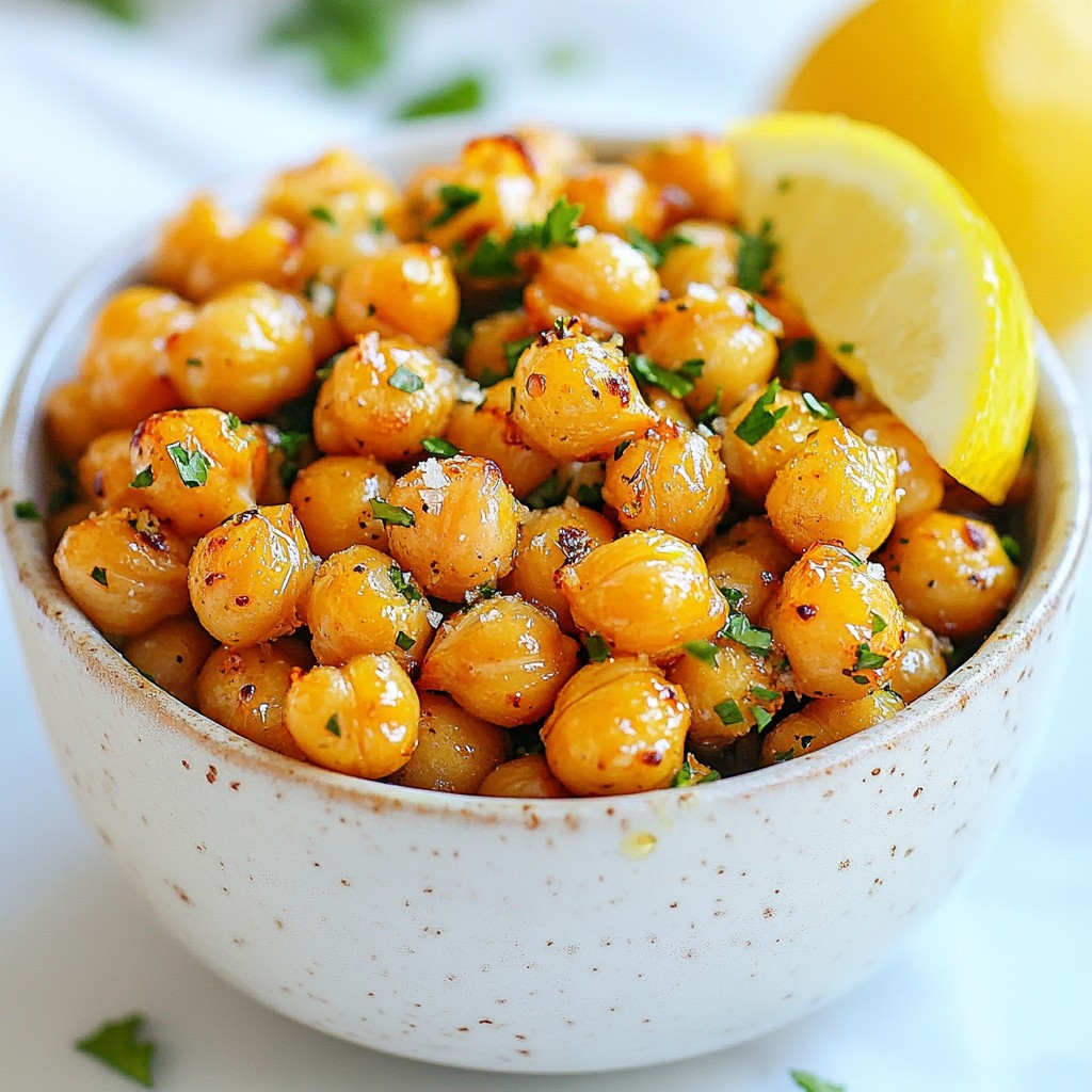 Lemon Garlic Roasted Chickpeas Healthy Snack Idea
