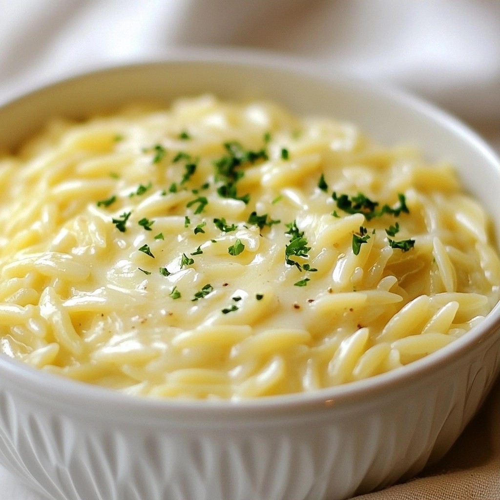 Family Dinners Creamy Garlic Parmesan Orzo Delight