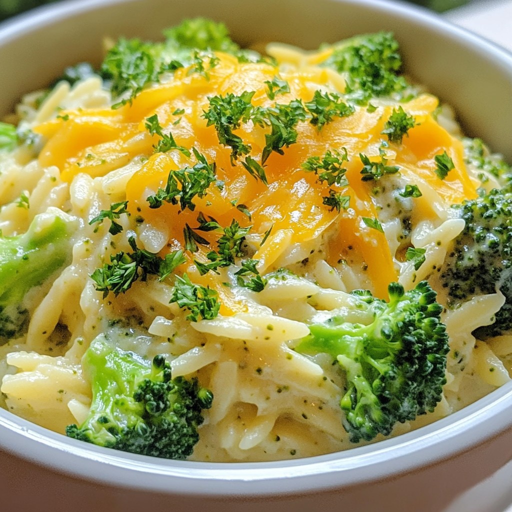 Creamy Broccoli Cheddar Orzo Delightful Comfort Food