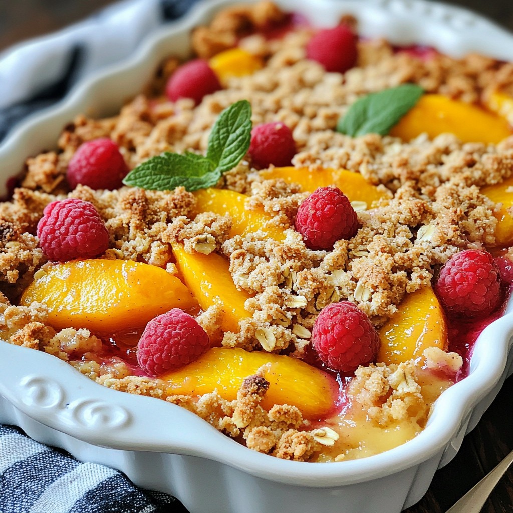 Peach Raspberry Crumble Deliciously Easy Dessert Recipe