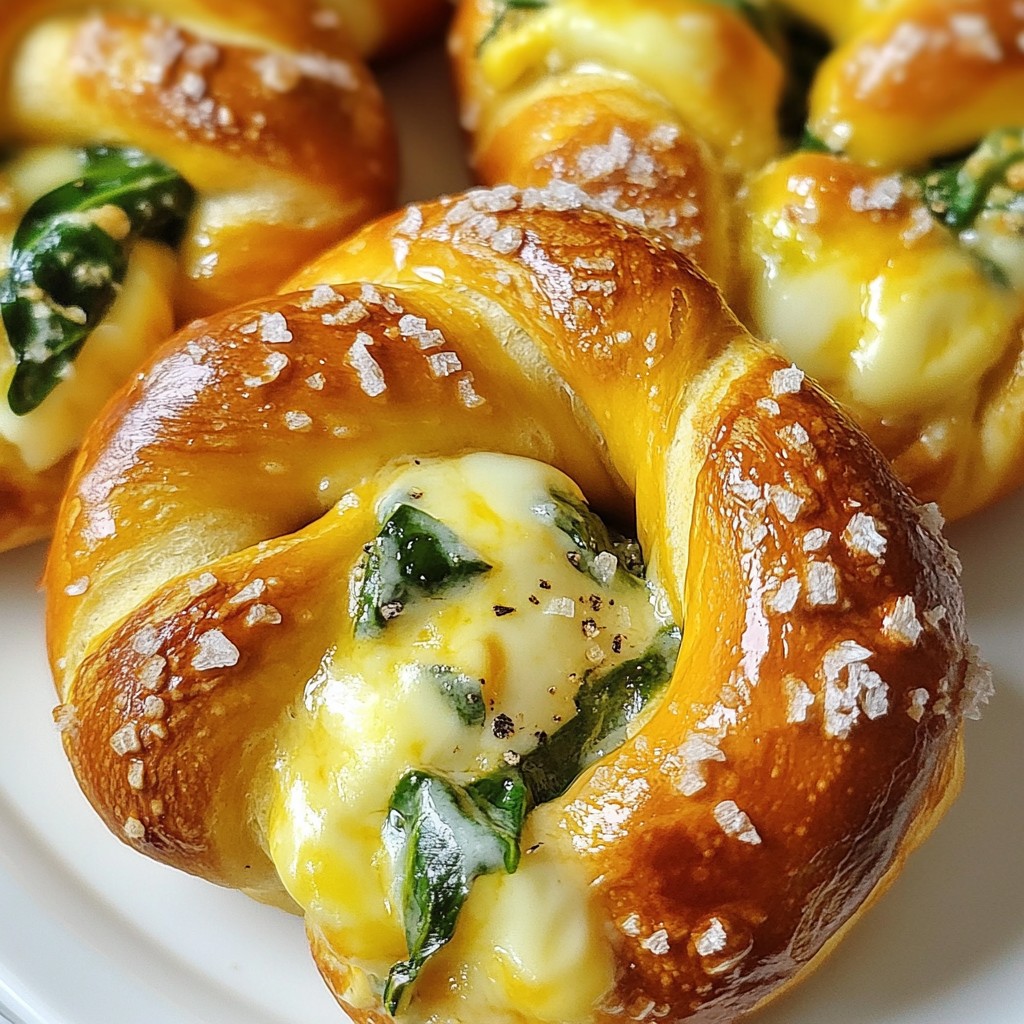 Triple Cheese Spinach Stuffed Pretzels Delightful Snack