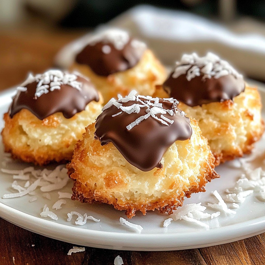 Chocolate Dipped Coconut Macaroons Sweet and Simple