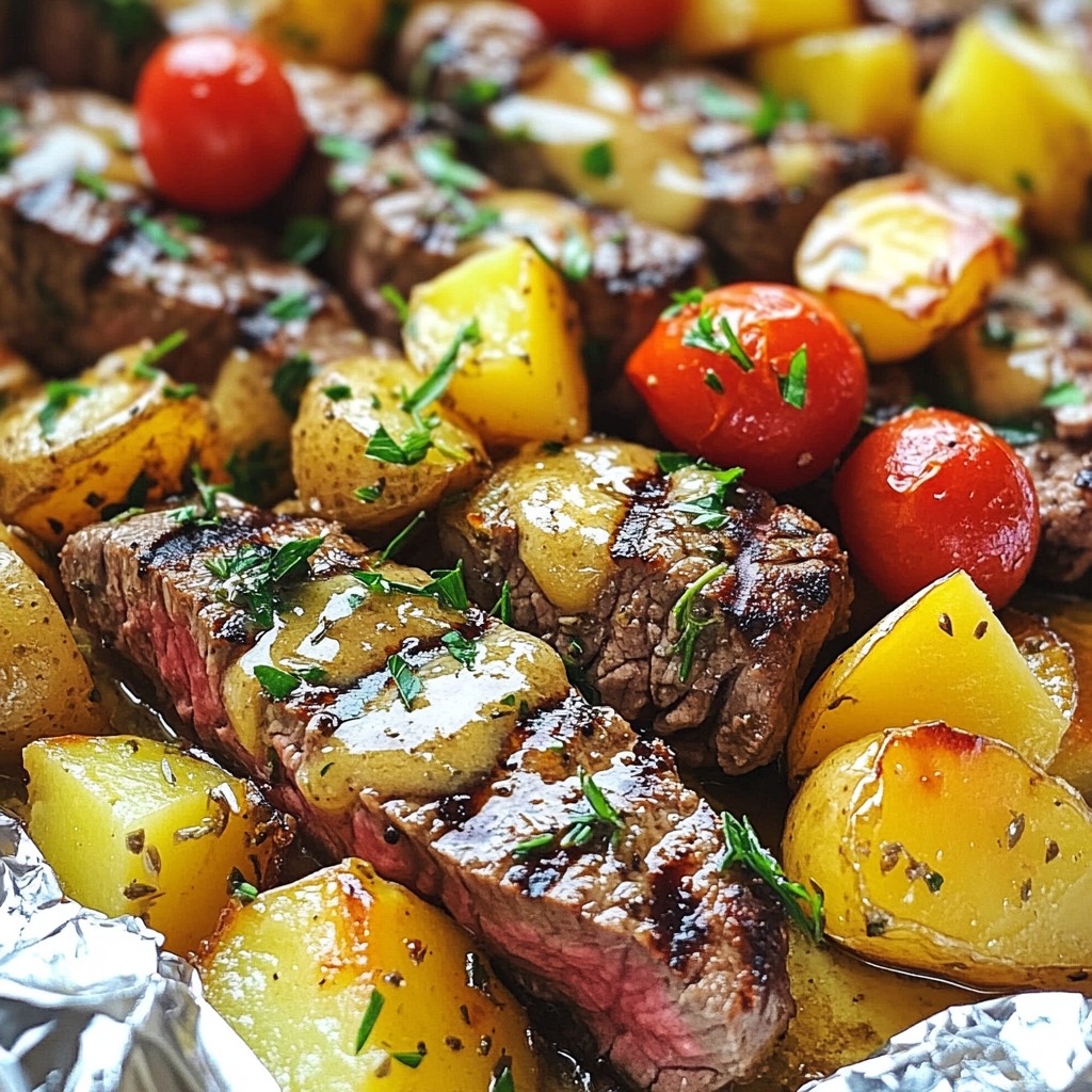 Garlic Butter Steak & Potato Foil Packs Delightful Meal