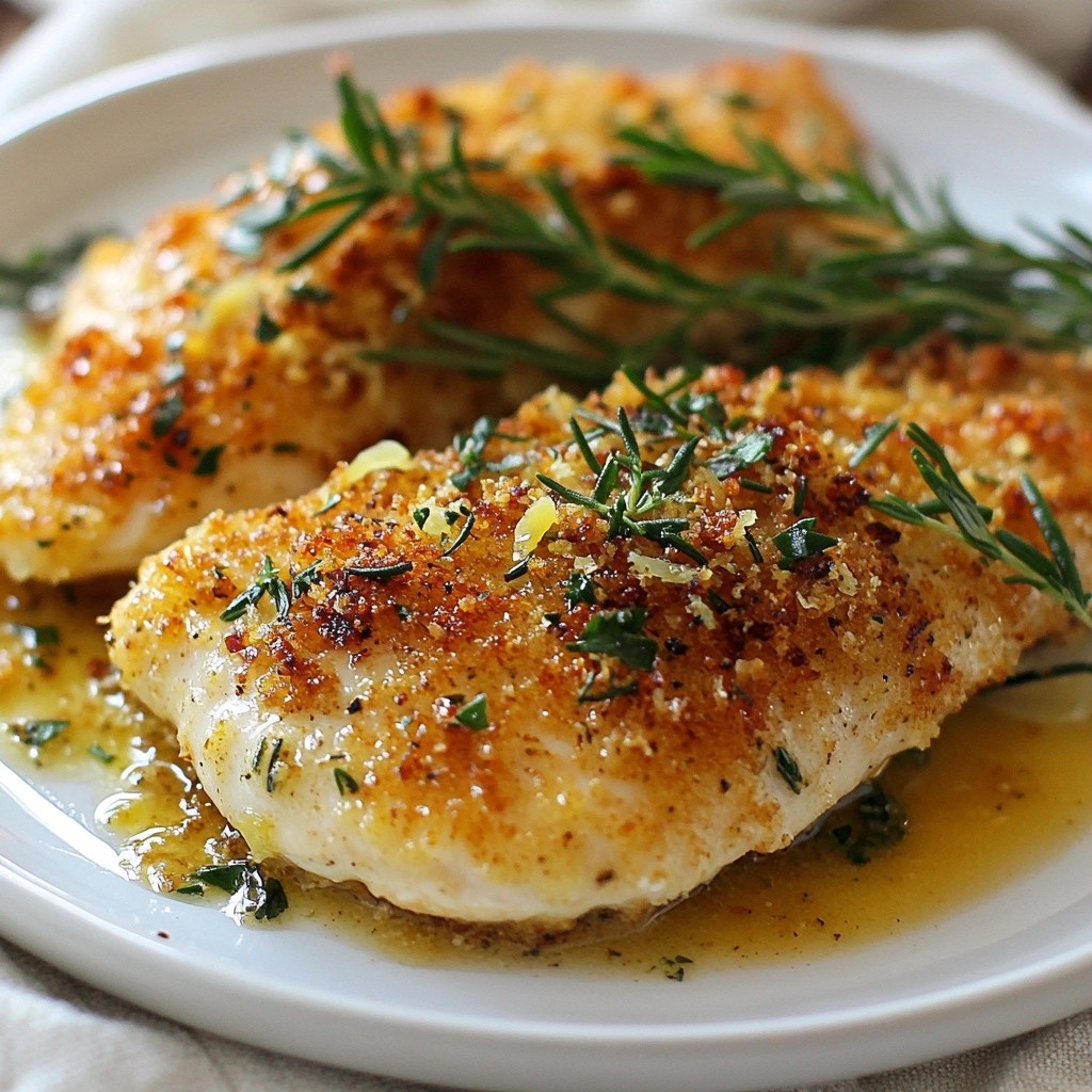 Gourmet dinners Herb-Crusted Chicken with Lemon Sauce