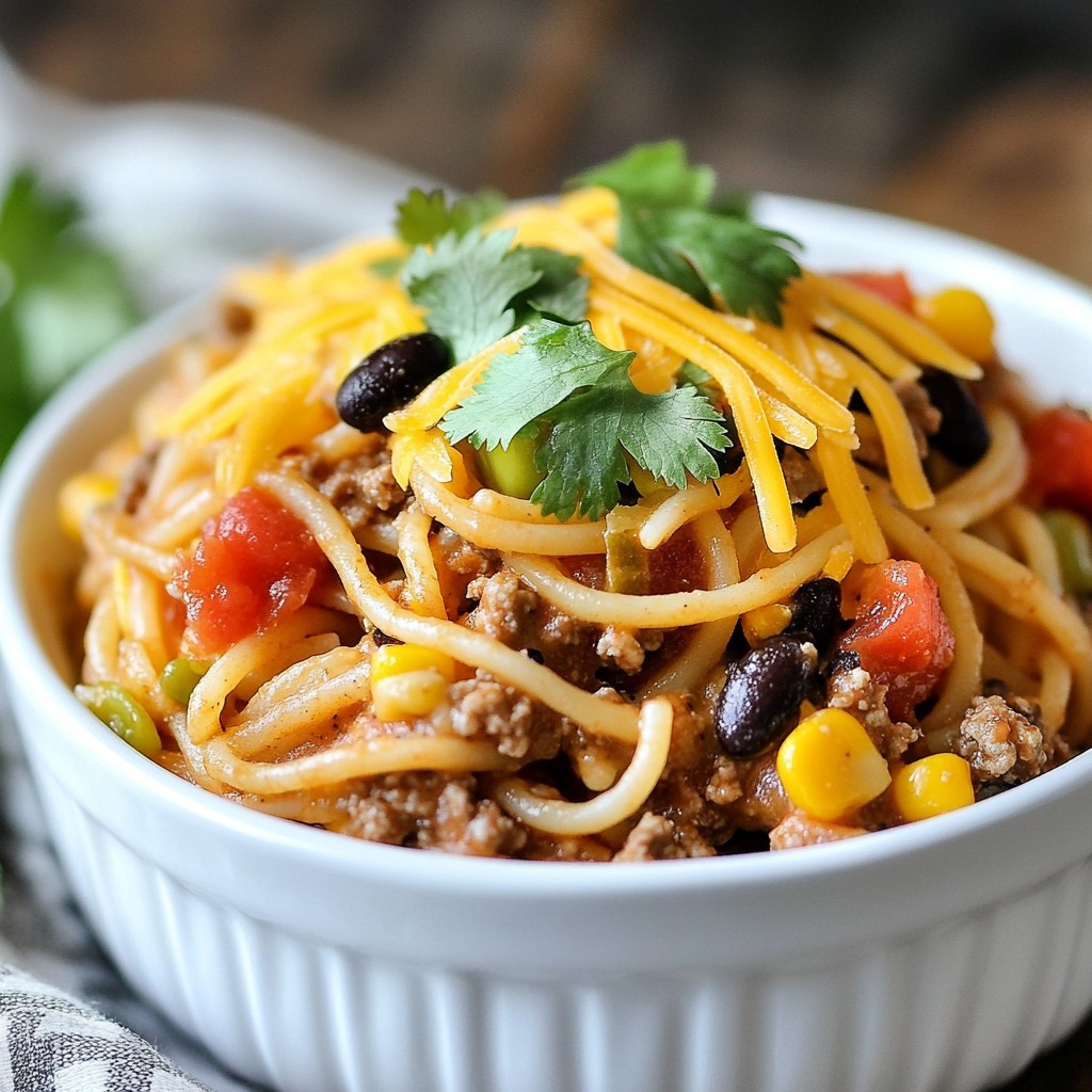 One Pot Taco Spaghetti Quick and Simple Recipe