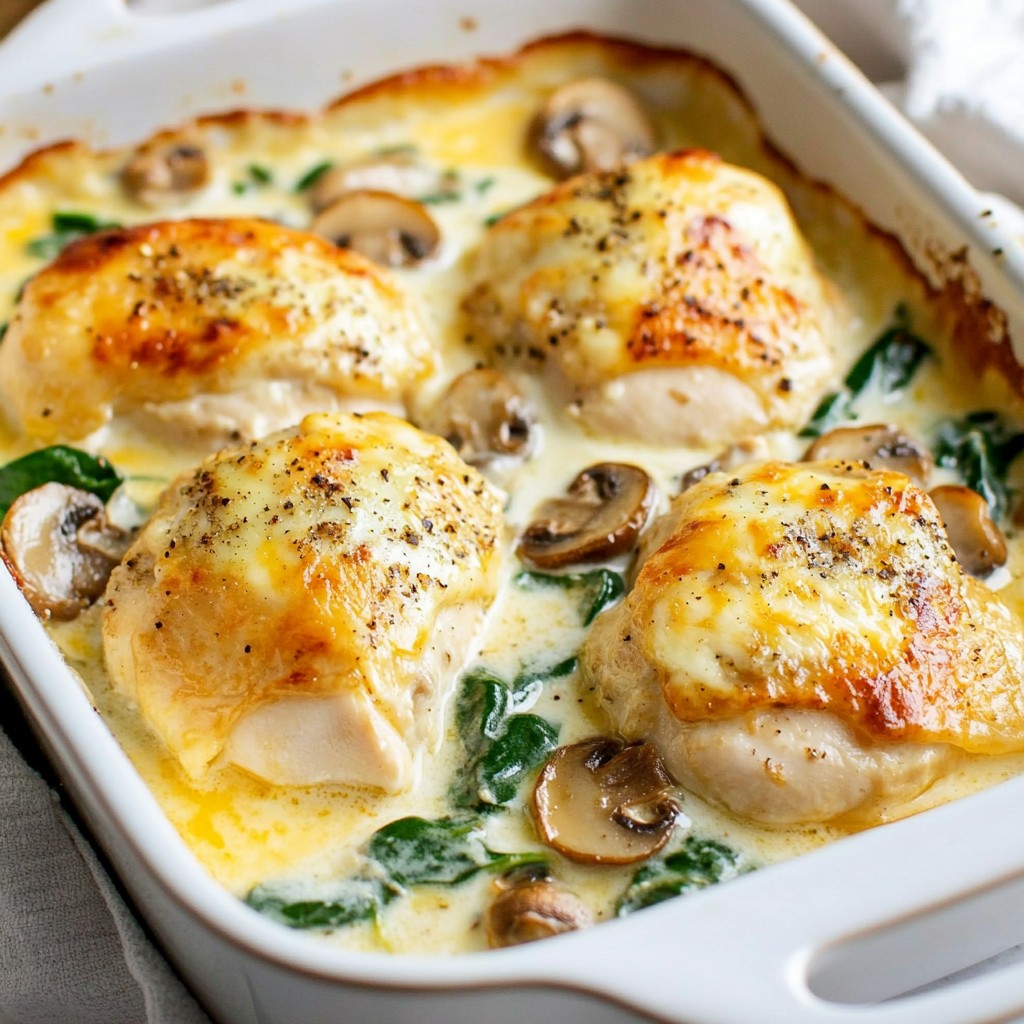Family Dinners Creamy Mushroom Chicken Bake Delight