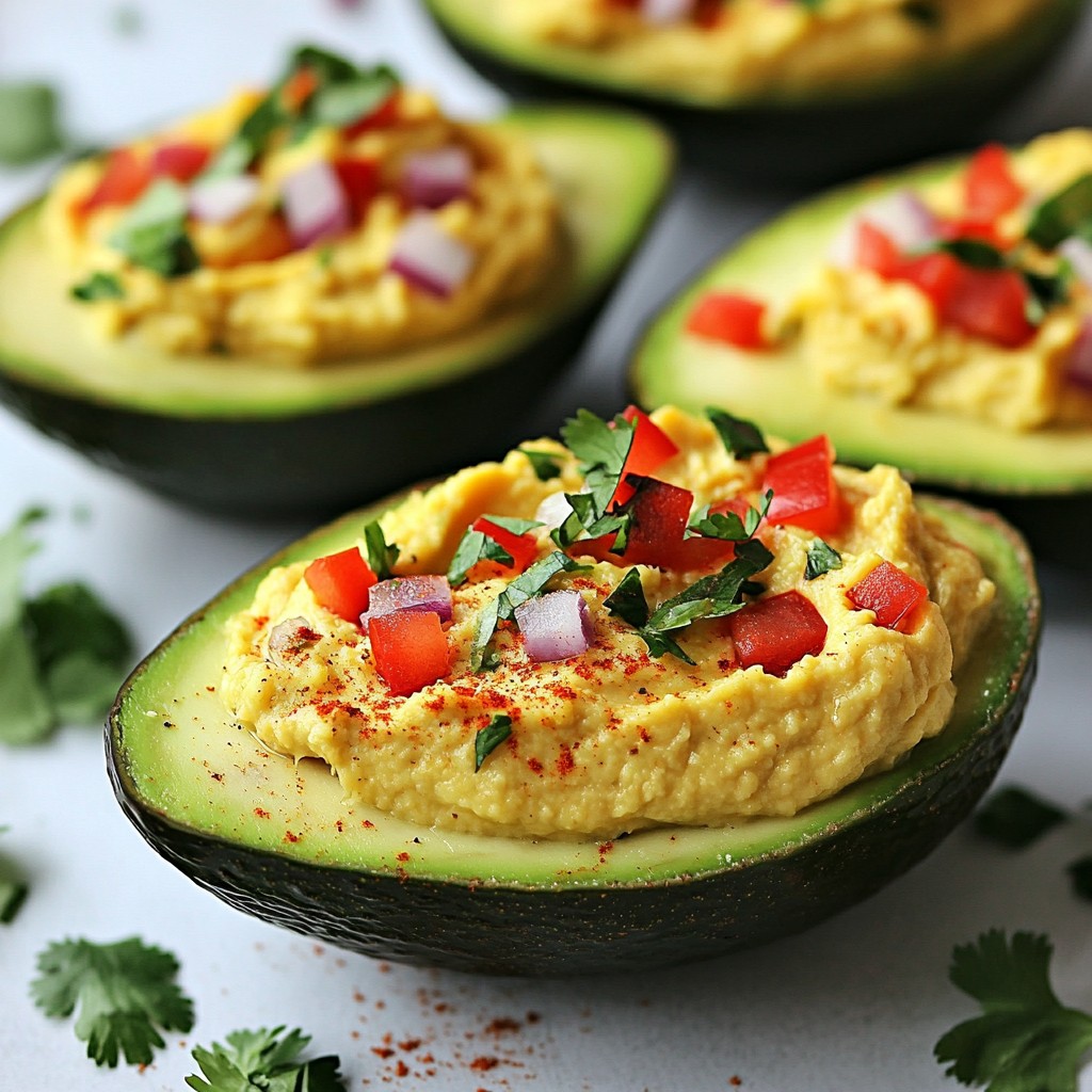 Spicy Hummus Stuffed Avocados Tasty and Simple Dish