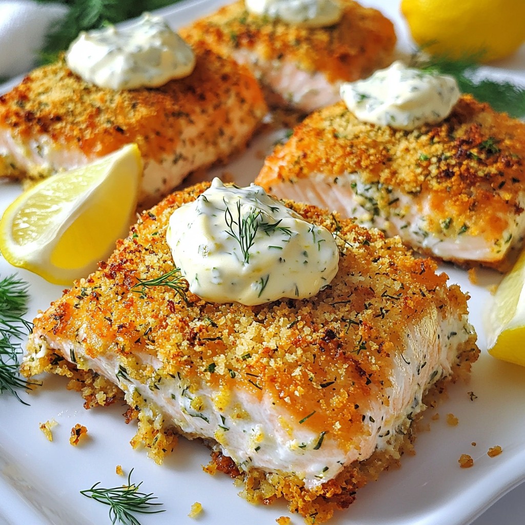 Gourmet Dinners Herb Crusted Salmon with Dill Sauce