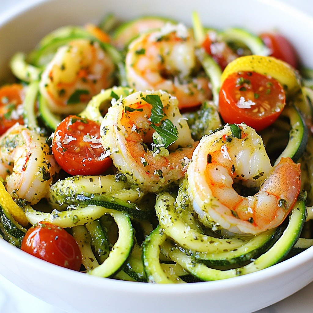 Pesto Shrimp Zucchini Noodles Quick and Tasty Meal
