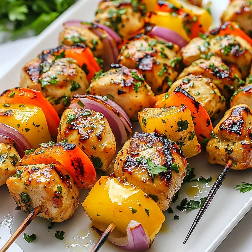 Healthy Dinners Grilled Lemon Garlic Chicken Skewers Recipe