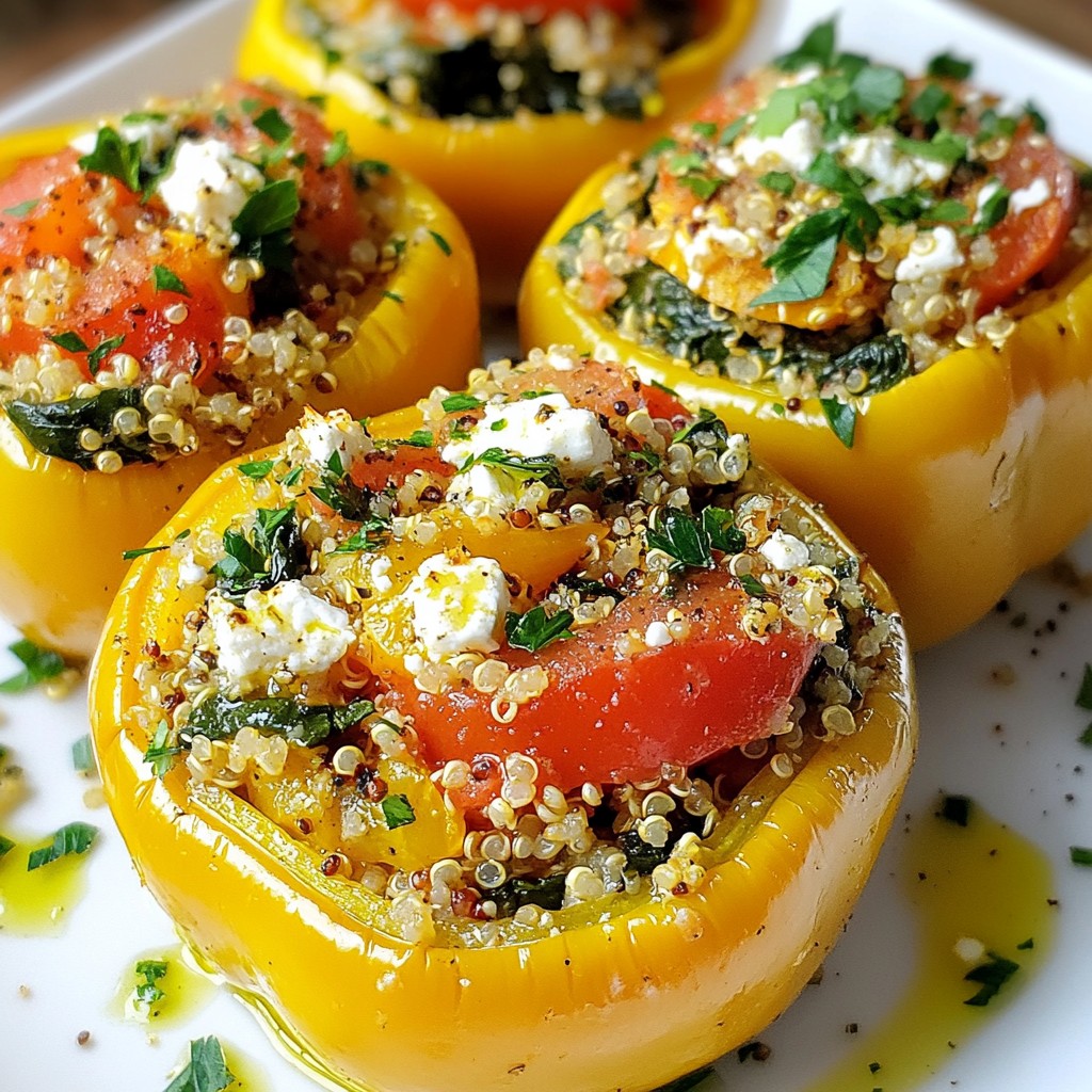 Healthy Dinners Spinach and Feta Stuffed Peppers