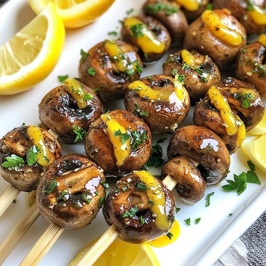 Healthy Dinners Grilled Lemon Herb Mushroom Skewers
