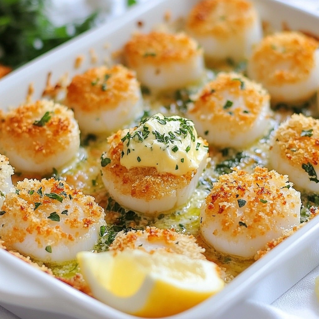 Gourmet Dinners Herb Butter Baked Scallops Recipe